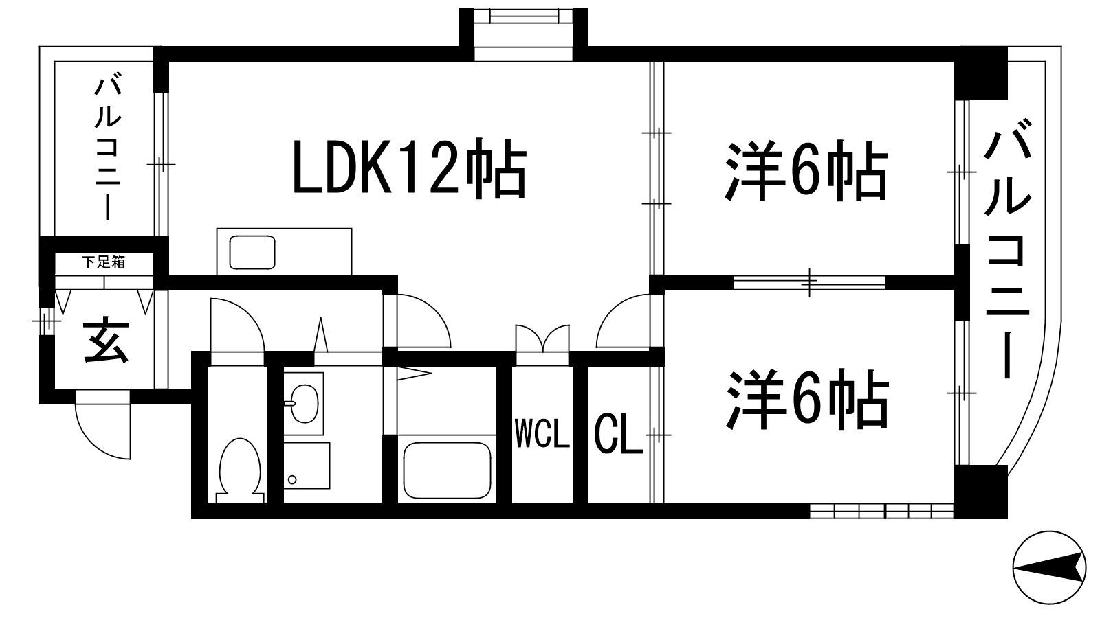 ガーデンテラス甲東園(2LDK/2階)の間取り写真
