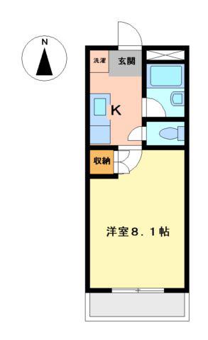 ウッドベルハイツ(1K/1階)の間取り写真
