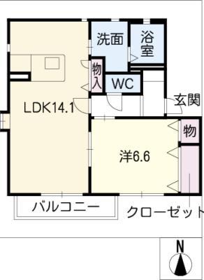 OHANA HARMONY(1LDK/1階)の間取り写真