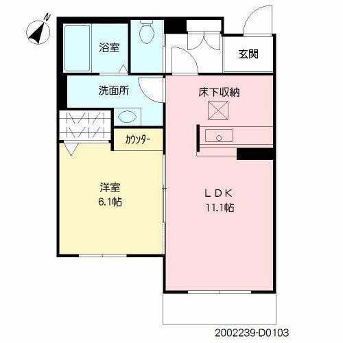 ヴィラウィステリア門司 D棟(1LDK/1階)の間取り写真