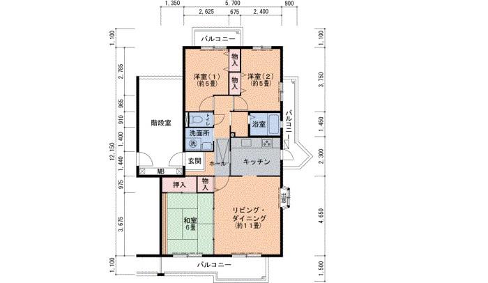 すずかけ台ハイツ第2(3LDK/5階)の間取り写真