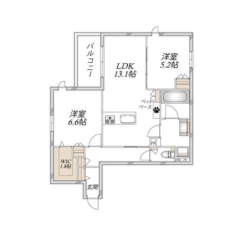ヘーベルメゾン アトル(2LDK/2階)の間取り写真