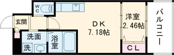 テラ浅香山(1DK/8階)の間取り写真