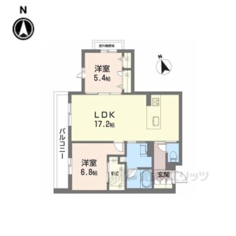 シャーメゾン オークルート五位堂(2LDK/2階)の間取り写真