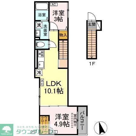 セレスティア堀切(2LDK/2階)の間取り写真