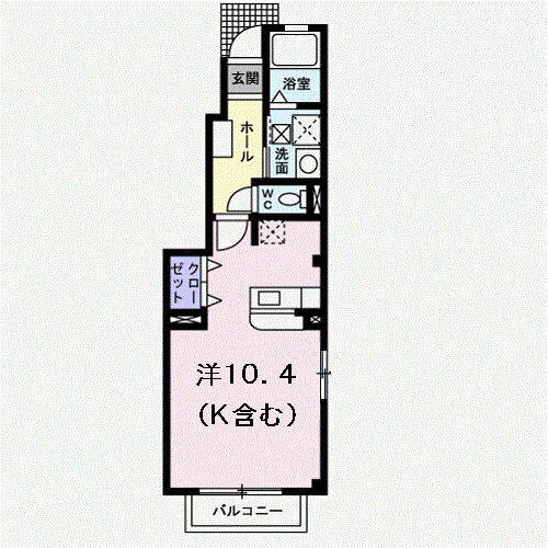 カーサラウレール(ワンルーム/1階)の間取り写真