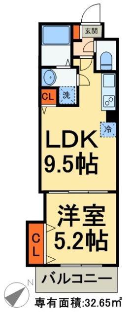 北松戸ヒルズ(1LDK/1階)の間取り写真