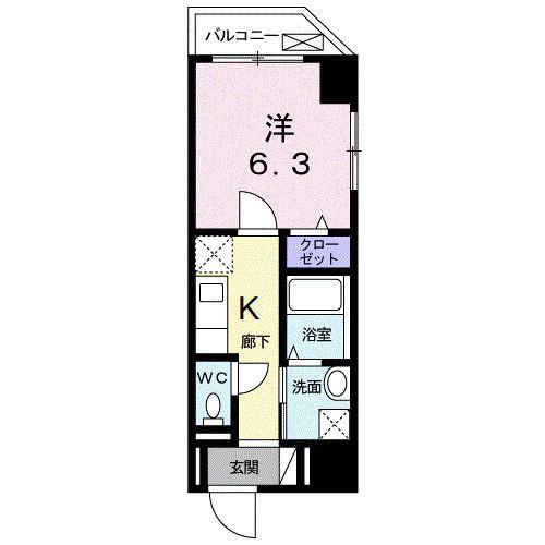 リベルラ(1K/5階)の間取り写真