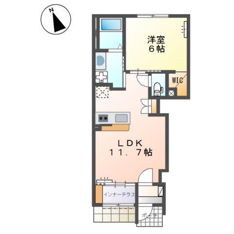 パークサイドテラス(1LDK/1階)の間取り写真