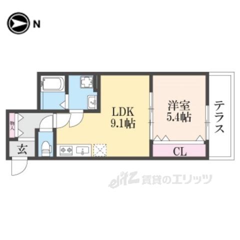 太平寺共同(1LDK/3階)の間取り写真
