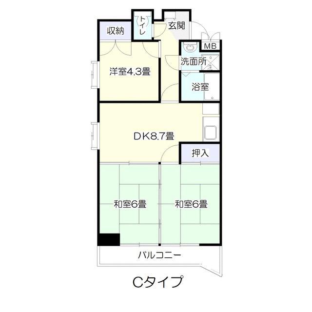 パレス上杉(3DK/12階)の間取り写真