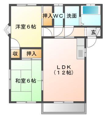 ドリームコーポイン山下(2LDK/1階)の間取り写真