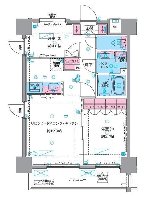 ジェノヴィア浅草VIスカイガーデン(2LDK/5階)の間取り写真