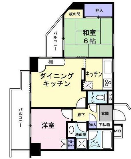 東急ドエルアルス川口5丁目壱番館(2LDK/6階)の間取り写真