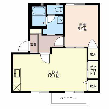 アンダンテD(1LDK/2階)の間取り写真