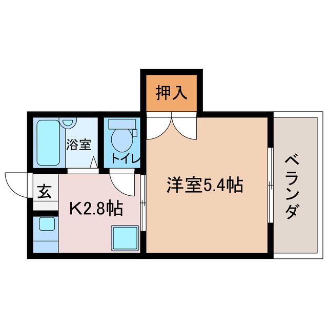 ブルージュハイムII(1K/1階)の間取り写真