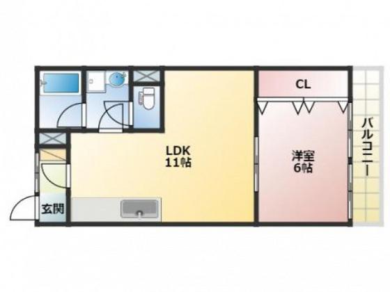 正本マンション(1LDK/3階)の間取り写真
