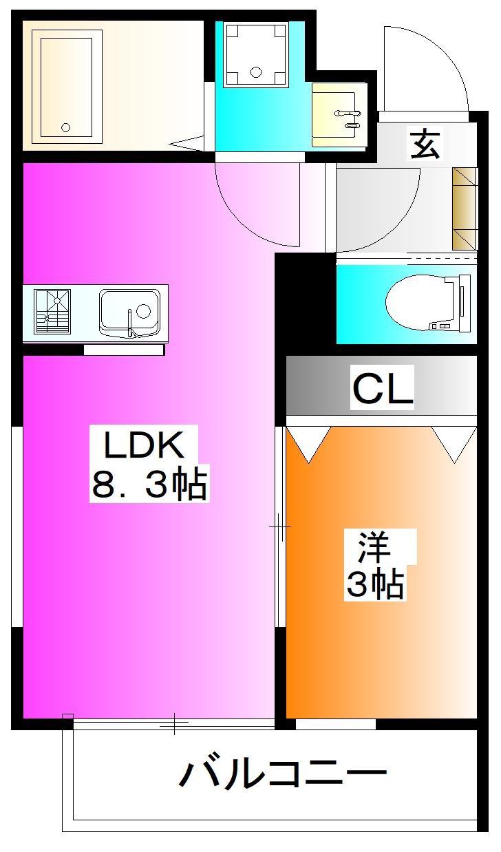 ガーデンヒルズ南浦和(1LDK/1階)の間取り写真