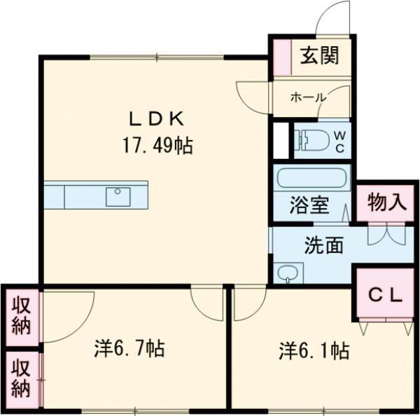 ＪＲ千歳線 苫小牧駅 徒歩23分 2階建 築1年(2LDK/1階)の間取り写真