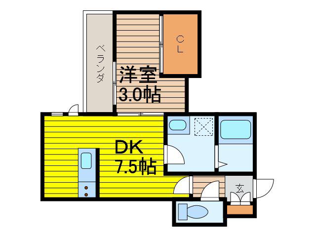 KING&PRINCESS 1番館(1K/1階)の間取り写真