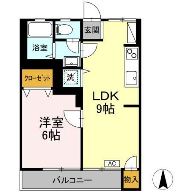高石マンション(1LDK/3階)の間取り写真