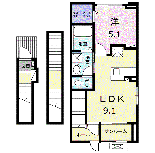 ラ・ルミエール(1LDK/3階)の間取り写真
