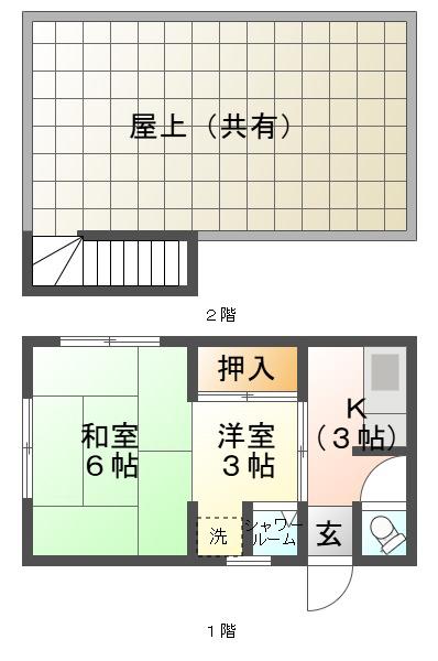 舞子台アパート(2K/2階)の間取り写真