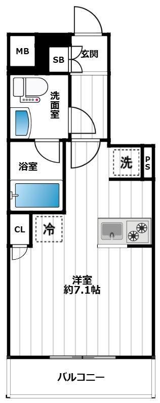 AZEST金町(ワンルーム/2階)の間取り写真