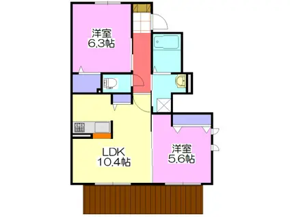 T・フォルテ 積水ハウスシャーメゾン(2LDK/1階)の間取り写真