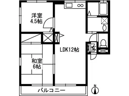 レトア中村(2LDK/2階)の間取り写真