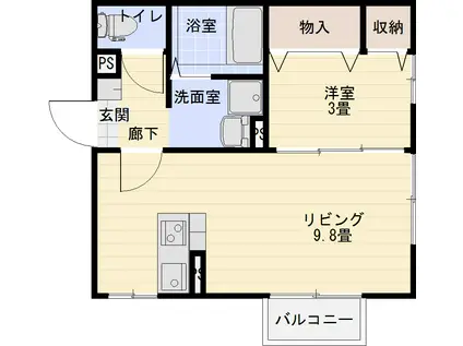 ウィルモア柳田(1LDK/1階)の間取り写真