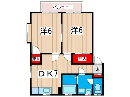 メゾンド・カンパーニュI(2DK/2階)の間取り写真