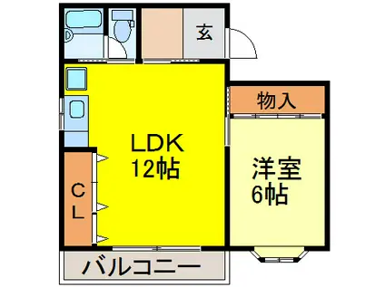 田中ハイツ(1LDK/2階)の間取り写真