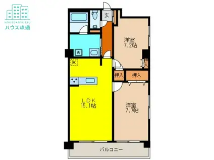 エターナル・ハイシティー(2LDK/3階)の間取り写真