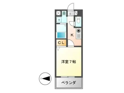 ボヌール新栄(1K/5階)の間取り写真