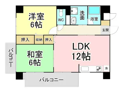 ケイジュカン I(2LDK/7階)の間取り写真