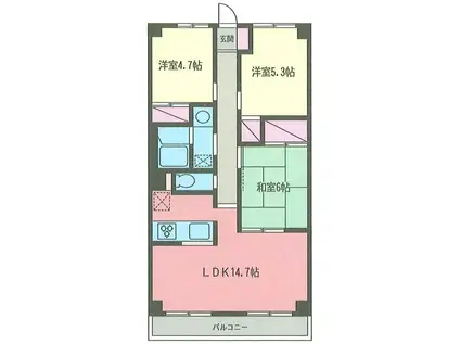 パインヒルズ(3LDK/2階)の間取り写真
