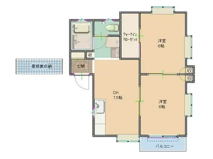 プレスト松山(2DK/2階)の間取り写真