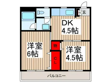 レヂオンマンション(2DK/2階)の間取り写真