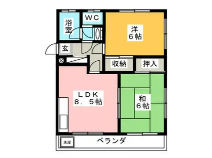 第2小野澤マンション(2LDK/3階)の間取り写真