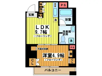 モン・ヴィラージュ仙川(1DK/9階)の間取り写真