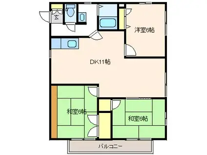 ディアスJA(3LDK/1階)の間取り写真