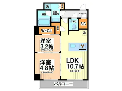 ザ・パークハビオ高円寺レジデンス(1SLDK/5階)の間取り写真
