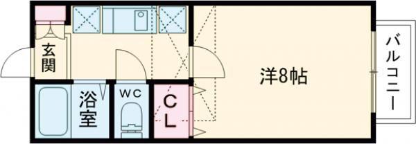 クレセール南吉成弐番館(1K/1階)の間取り写真