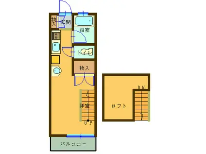 コーポ渡辺(ワンルーム/2階)の間取り写真