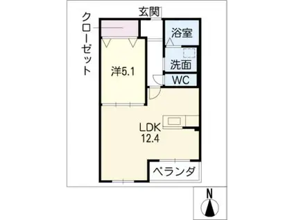 ハートフル杏子(1LDK/3階)の間取り写真
