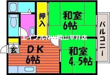 倉田第2コーポ(2DK/1階)の間取り写真