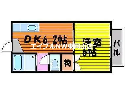 ハミングバード(1DK/2階)の間取り写真