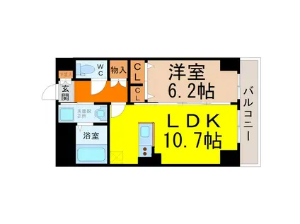 PLANDOOL NAKAMURA(1LDK/13階)の間取り写真
