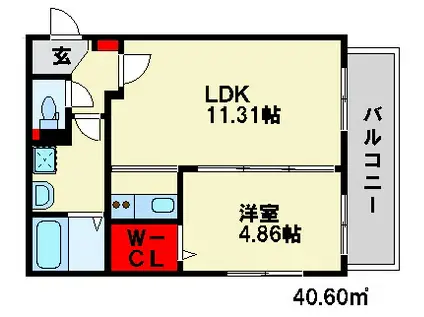 ヴィラコート(1LDK/3階)の間取り写真